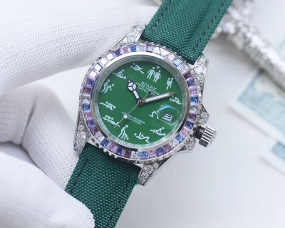 Rolex Datejust Miyota 9015 Movement 40mm Green/White Face Lume Watch